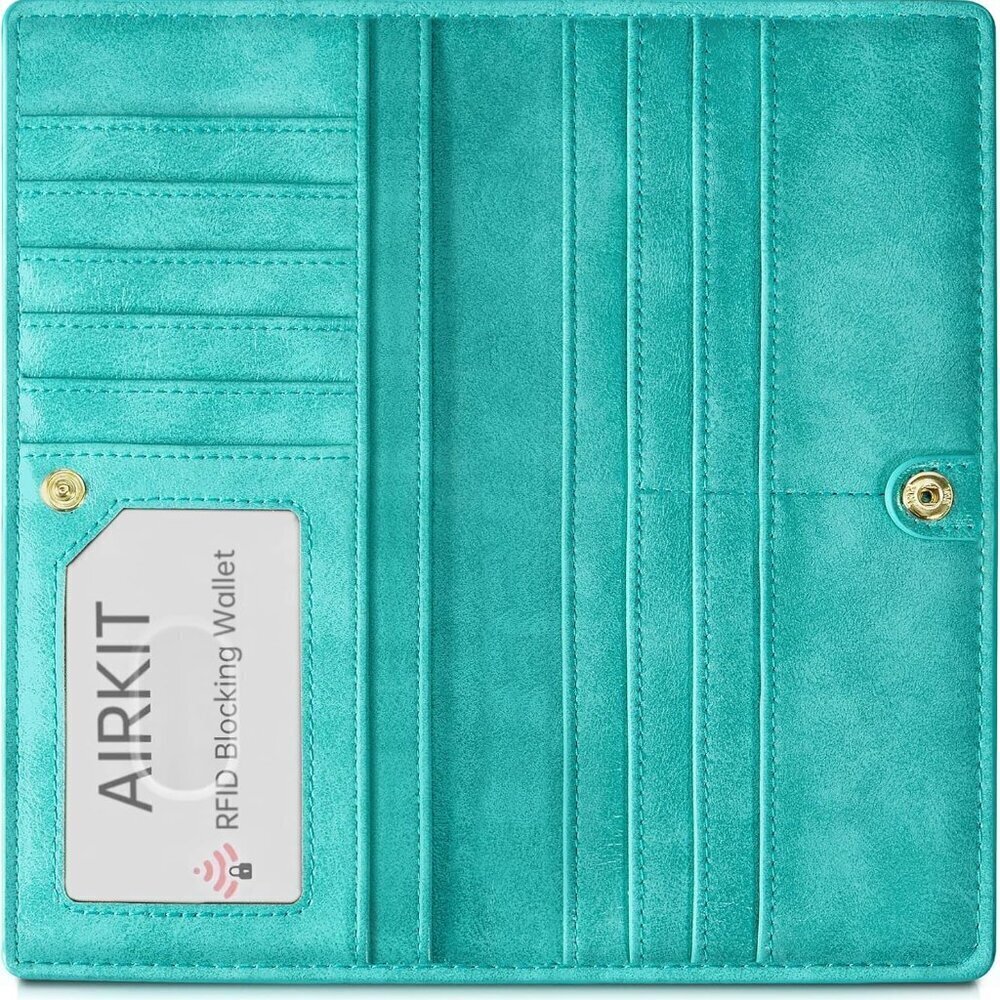 Women's RFID Blocking Slim Wallet Faux Leather Bifold with Zip Pocket